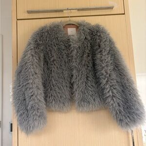 Mango Faux Fur Cropped Coat